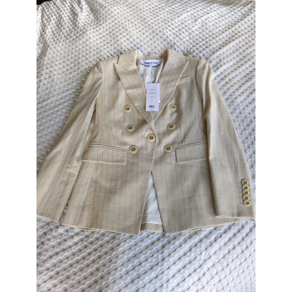 Veronica‎ Beard Gaya Dickey Jacket Natural Gold Size 0 Business Career Metallic